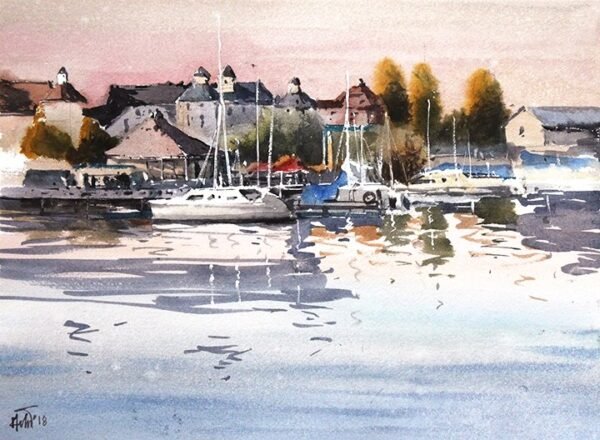 Beside Lake ,15 x 11" watercolor on paper