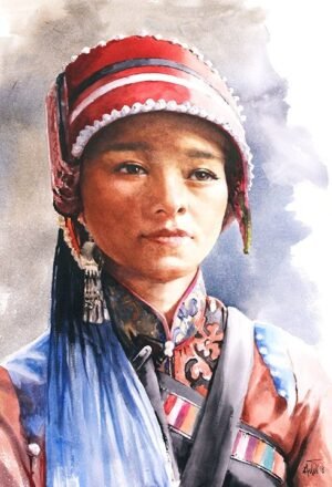 Chinese Girl 01, 15 x 22" watercolor on paper