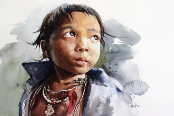 Innocencel，15x22" watercolor on paper