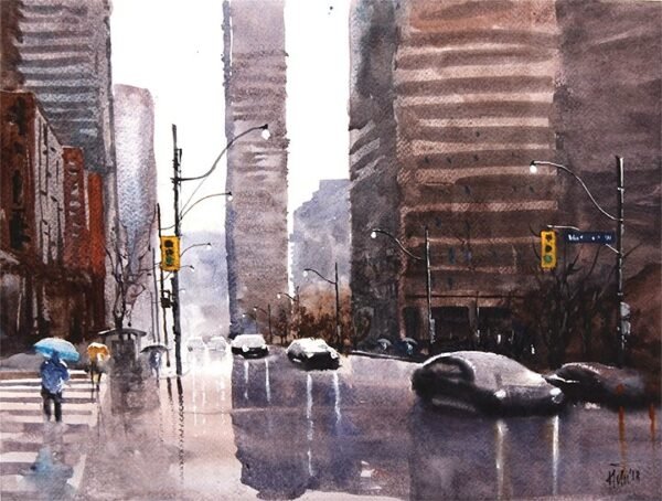 Rainy day 04, 16.5 x11.7" watercolor on paper