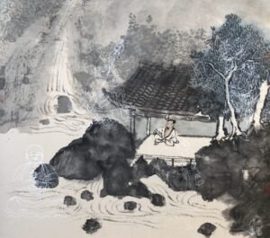 Xiaoling Guo 029 观雨图 45x51cm